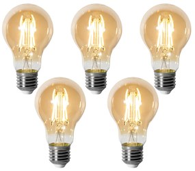 Set 5 becuri E27 dimbare LED lamp A60 goud 5W 500 lm 2700K
