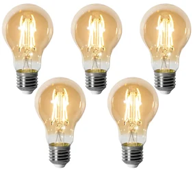 Set 5 becuri E27 dimbare LED lamp A60 goud 5W 500 lm 2700K