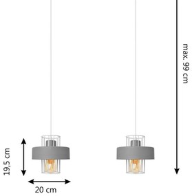 Lustră pe cablu VOLTA 2xE27/15W/230V gri