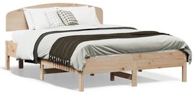 3207233 vidaXL Cadru de pat cu tăblie, 120x190 cm, lemn masiv pin