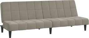 vidaXL Canapea extensibilă cu 2 locuri, gri deschis, catifea