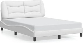 vidaXL Cadru de pat fără saltea, Hvar, alb, 140x200 cm, piele ecologică