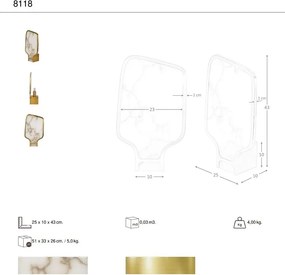 Lampa de masa LUX din otel auriu si alabastru