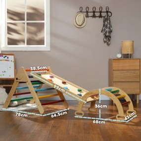 AIYAPLAY Set de Cățărat pentru Copii 5 în 1 cu Triunghi, Arcadă și Rampă, Perfect pentru Copii, 178x64,5x63 cm, Multicolor | Aosom Romania
