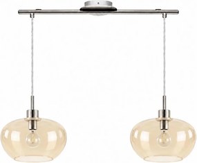 BRILAGI-LED Lustră pe cablu RETRO GLASS 2xE27/60W/230V crom mat/bej fumuriu
