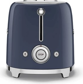 Prajitor de paine SMEG 50's Style TSF01NBEU, 950 W, 2 felii, 6 trepte, Tava pentru firimituri, Cablu integrat, Otel inoxidabil, Albastru inchis
