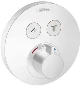 Baterie termostata incastrata pentru 2 consumatori, alb mat Alb mat