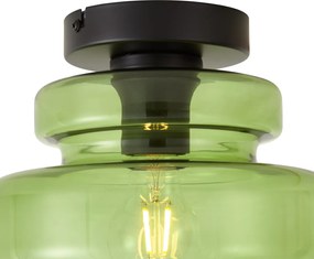 Plafonieră retro neagră cu sticlă verde - Denise