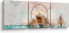 Tablou - Maldive, debarcader din lemn (cu ceas) (90x30 cm)