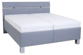 Pat tapițat ALIS 160 x 200 cm, cu spațiu de depozitare, fără saltea, gri deschis