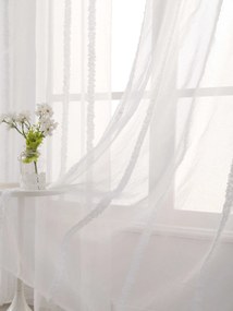 Draperie alba TASMA cu model 140x250 cm Agatat: Inele metalice