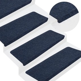Covorașe scări autoadezive, 15 buc., albastru, 65x24,5x3,5 cm
