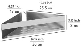 Raft pentru baie argintiu mat de colț autoadeziv din oțel inoxidabil Genova – Wenko