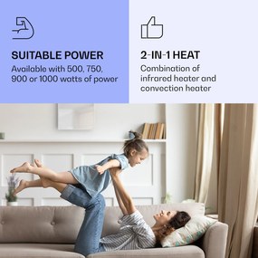 Klarstein La Palma 750 încălzitor smart 2 în 1 Convector infraroșu 85 x 60 cm 750 W partea frontală cu oglindă