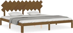 vidaXL Cadru pat cu tăblie, maro miere, 200x200 cm, lemn masiv