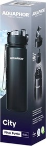 Sticla cu filtru pentru apa Aquaphor City 160043, 500 ml, Tritan, Carbune activ, Aqualen, Capac cu inchidere, Negru