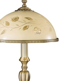 Veioza / Lampa de masa din alama cu sticla decorata design italian H-48cm 6208