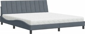 vidaXL Pat cu saltea, Hanko, gri închis, 180x200 cm, catifea