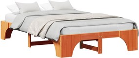vidaXL Cadru de pat Maroniu cerat 135 x 190 cm Lemn de pin masiv