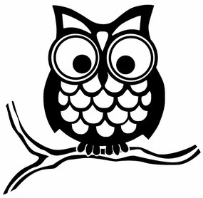 Sticker decorativ perete owl, 63x60 cm, negru