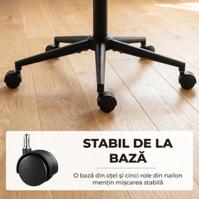 HOMCOM Scaun de birou rotativ din chenille, înălțime reglabilă, pentru machiaj, studio sau dormitor, crem | Aosom Romania