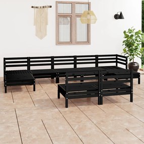 3083358 vidaXL Set mobilier de grădină, 9 piese, negru, lemn masiv de pin