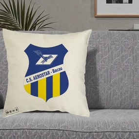 Perna Personalizata CS Aerostar Bacau Fotbal, 40x40 cm, Ecru, Husa Detasabila, Perna Inclusa, BEKZ®