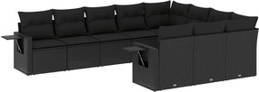 vidaXL Set canapele de grădină cu perne, 10 piese, negru, poliratan