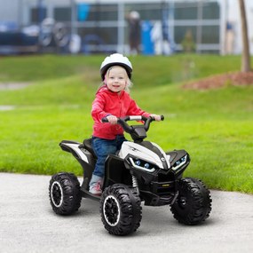 HOMCOM Quad Electric pentru Copii 3-5ani,12V ATV, Motocicleta pentru Copii  Dublu Motor si 2 Viteze, Roti Late cu Suspensii si Faruri LED, Alb