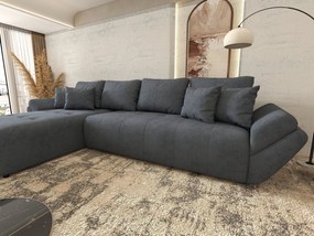 Colțar extensibil dumonde cu ladă de depozitare si sezut confortabil din spuma high-density, Berlin XL Enjoy Antracit 350x185 cm