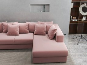 Colțar extensibil dumonde cu ladă de depozitare si sezut confortabil din spuma high-density, Gloria Royal Pink II 320x183 cm