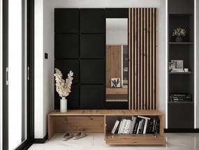 Mobilier hol Anrolat I (Stejar artisan + Negru + Alb) (cu oglindă). 1104702