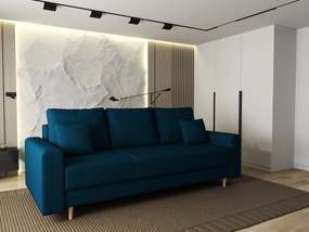 Canapea extensibilă dumonde cu ladă de depozitare si sezut confortabil din spuma high-density, Kronos Enjoy Petrol 210x100 cm