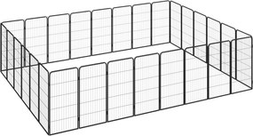 vidaXL Țarc câini 28 panouri negru 50x100 cm oțel vopsit electrostatic