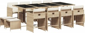 vidaXL Set mobilier de grădină cu perne, 13 piese, bej, poliratan