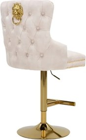 Set de 2 scaune de Bar Stil Baroc, Catifea, Bej, Metal, Auriu, Castle