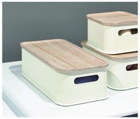 Cutie depozitare cu capac din lemn paulownia iDesign Eco Handled, 21,3 x 43 cm, alb