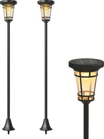 Outsunny Felinar solar set 2 buc. Lampă de podea reglabilă 180 cm cu 2 moduri de luminozitate, senzor de lumină, comutator, IP44 | Aosom Romania