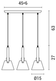Lustră pe cablu 3xE27/40W/230V alb