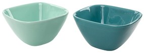 Set de 2 boluri pe tavă, alb / albastru / turcoaz, ERBA