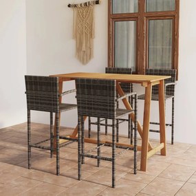 3067970 vidaXL Set mobilier bar de grădină, 5 piese, gri