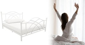 Cadru pat metalic Lotti cu grilaj cadou-90x200 cm-alb