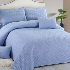 Cuvertură bumbac cu in, bleu, 5 piese, 220x240 cm, CBI02