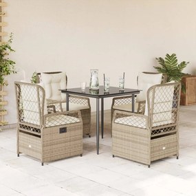 vidaXL Set mobilier de grădină cu perne, 5 piese, bej, poliratan