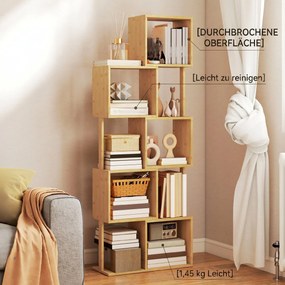 HOMCOM Librărie modernă și asimetrică cu 5 niveluri din bambus, 62.5 x 23 x 165 cm, lemn | Aosom Romania