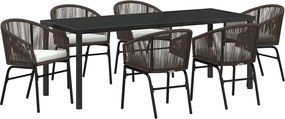 vidaXL Set de masă pentru grădină 7 pcs Maro Oțel vopsit electrostatic