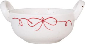Bol decorativ vintage din ceramică, alb cu detalii albastre „Viola Bow”