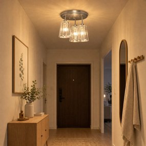 HOMCOM Plafonieră LED din Cristal cu 3 Lumini, Dulii E27, fără Becuri, pentru Living, Argintie | Aosom Romania