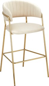 Scaun de bar de design, ţesătură bej Velvet/gold crom auriu, DASMIN TIP 2
