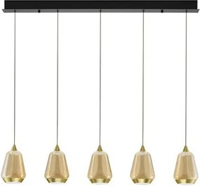 Lustra moderna cu 4 pendule LED, Metal, Sticla, Champaigne, ALISH